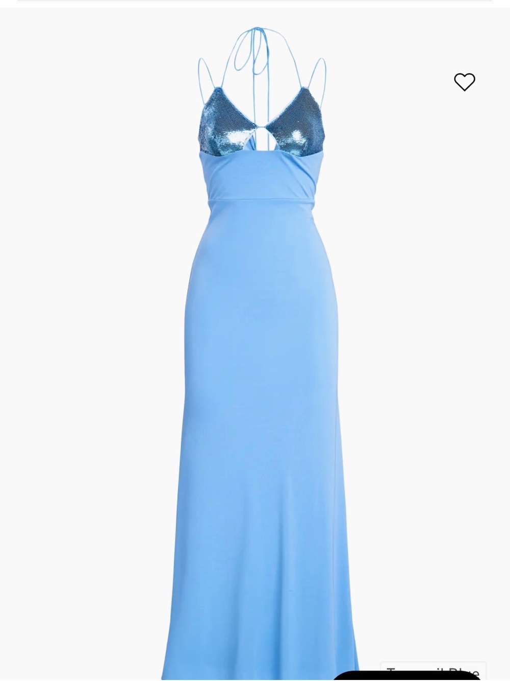 Halston Heritage Light Blue Sequin Halter Maxi Dress